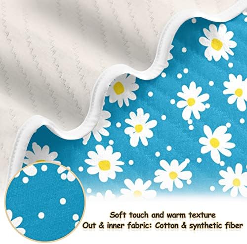 Swaddle pokrivačica Daisy Plava pamučna pokrivačica za dojenčad, primanje pokrivača, lagana mekana prekrivačica