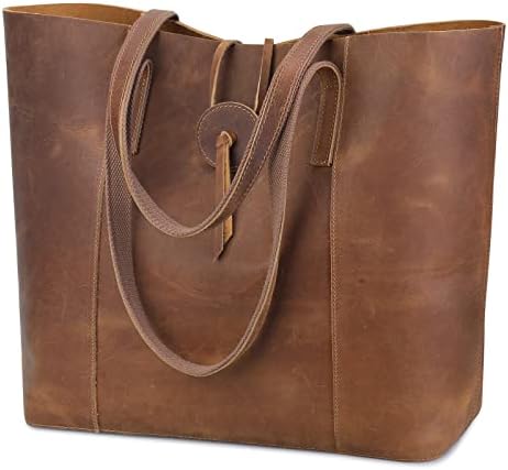 S-ZONE Vintage torba od prave kože za žene velika torbica za ramena