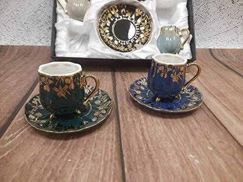 Turski set za kafu s posebnim kutijom | Keramički set kafe | Team i kafa set od 6, espresso