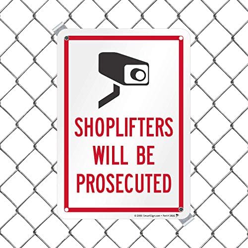 SmartSign - K-2637-PL-10 Shoplifters će biti goningeni znak | 7 x 10 plastična crna / crvena na bijeloj boji