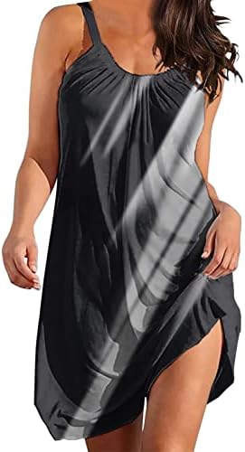 Odjeća Na Plaži Ženska Ljetna Ležerna Boemska Haljina Labava, Lepršava Mini Haljina Bez Rukava Sa Prekrivačem