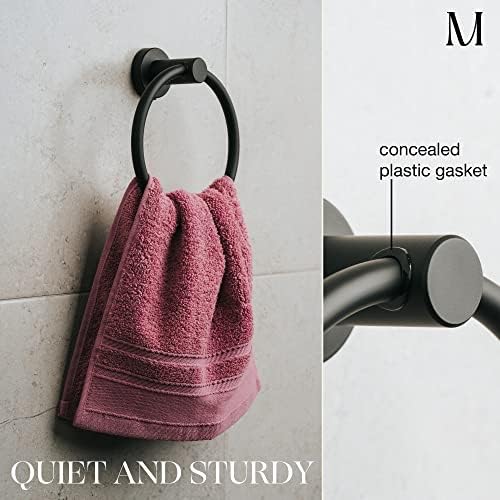 Marmolux ACC - Držač ručnika za crnu ručniku s crnim otvorom za toaletni papir - držač za toaletni