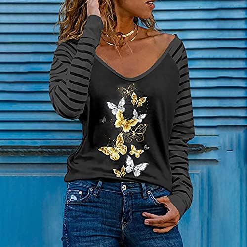 Ženska proljetna moda O-izrez traka labavi ispisani patchwork bluza vrhovi pulover ženske majice