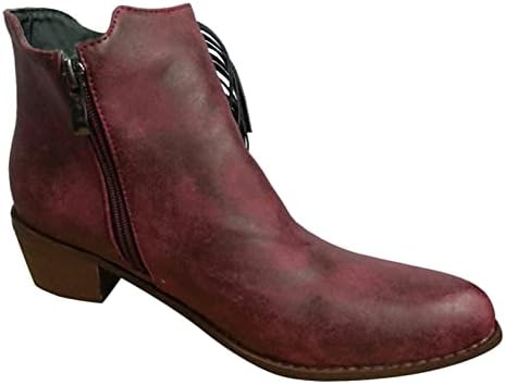 Sinzelimin Boots Boots Women Modni patentni zatvarač Suede resice kaubojske čizme Chunky Heel