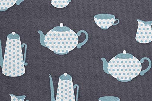 Ambesonne čaj Yoga Mat ručnik, engleska tradicija čajnik i čaše u retro polka točkicama, ne klizajući znoj upijaju