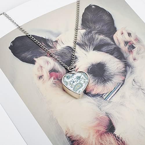 Zelena Paisley uzorak pet urna ogrlica kremiranje srce privjesak spomen uspomena nakit za pse mačke pepeo