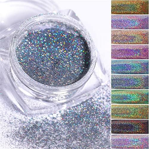 PhantomSky Holografski Ultra Fine Glitter Puder Set, Rainbow Neon Pearl Pearl Pigment Manikir Glitter Dust-Laserski