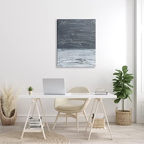 Stupell Industries moderna siva apstraktna Horizon haotična linija piskaranje slika na platnu zidna Umjetnost, 30 x 40