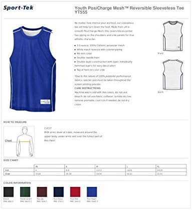 Sport Tek Youth Posicharge MESH reverzibilni majica bez rukava. YT555-True Royal / WHT-L