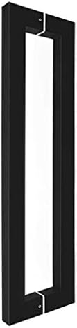 Keppd Crna kvadratna cijev od nehrđajućeg čelika staklena ručka vrata, komercijalna drvena vrata