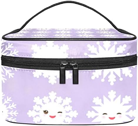 Travel Makeup Torba sa odjeljkom, kawaii snježna pahuljica Purple pozadina Velika kozmetička futrola personalizirana ljepota Box Toaletna oprema za pohranu sa ručkom