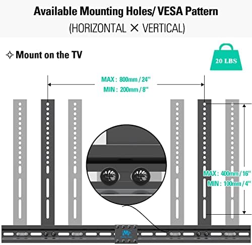 Montažni san MD5425 Soundbar Mount Sound Bar TV nosač, MD2296 Nosač za montiranje za većinu 42-75 inča TV ravnog ekrana, Full Motion TV Zidni nosači sa okretnim artikuliranim dvostrukim rukama