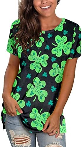 Ilugu Happy St. Patrickovske majice za žene Shamrock grafička majica kratkih rukava TUNIC TUNIC-a za nošenje sa gamašima