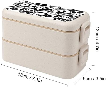 Slatka pandas dvostruka slaganja Bento ručak Moderna bento kontejner sa setom pribora