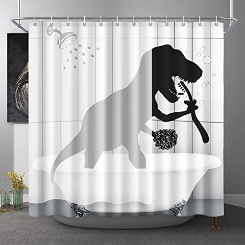 Gixige Coosaur tuš za tuširanje Klizni poklon, smiješna životinjska djeca Dekor kupaonice za dječake i odrasle, vodootporna tkanina JURSIC World Park Dino dodatna oprema, sa 12 kuka 72 x 72