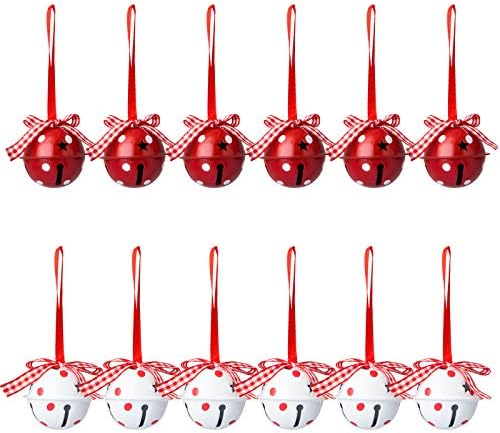 Naler 12 komada Božićne zvona zvona za obrtni zvona sa zrelim zrelim za božićne zabave ukrasi, crveno