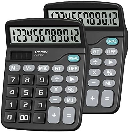 Comix Desktop kalkulator 12-znamenka sa velikim LCD ekranom i velikim gumbom, 2 pakovanja, 12 cifara