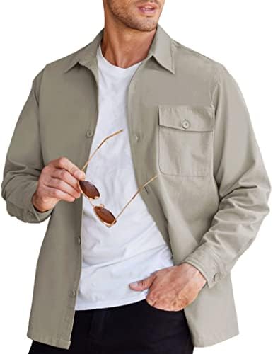 COOFANDY muška jakna za košulju lagana platnena Kamionska jakna pamučna Radna jakna