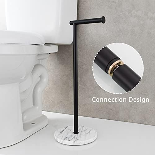 Samostojeći toaletni držač za toaletni papir, 304 pukotina od nehrđajućeg čelika sa mramornim dnom, moderno kupatilo visok kapacitet WC držač za rola, crna