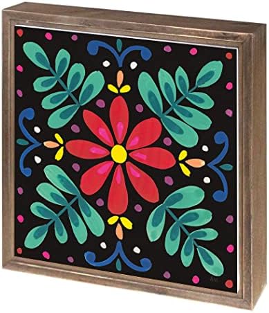 Floral Fiesta Tile VI, Joyride Home Decor, Joyride home dekor uokvirena drvena ploča, 11.25x11.25 umjetnički dizajniran Kućni dekor, izrazite svoj stil.