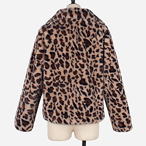 Kulywon vuneni kaput ženski zec villi jesen zimski leopard dugih rukava Print modni džepni kaput