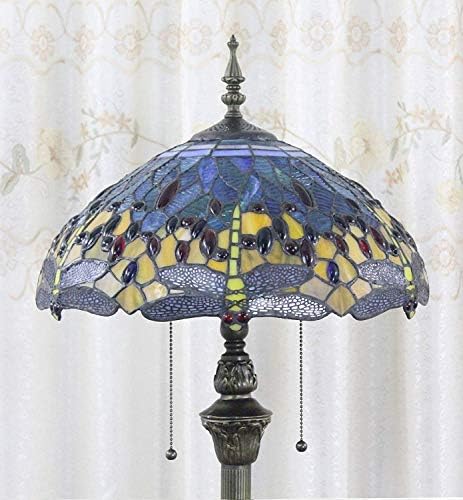 Podna lampa Tiffany Podna lampica ručno izrađena morska plava Dragonfly Art Deco vitraža za dnevni boravak Noćni soba za čitanje