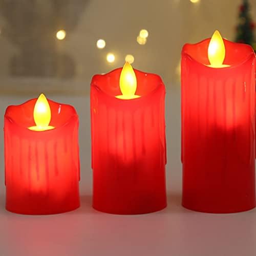 AMOSFUN 3pcs crvene plamene svečane svježe svijeće svjetlo na otvorenom unutarnje baterije s lijeve
