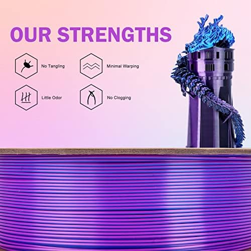 Eryone Silk Tri Color CouxTrusion PLA Filament, 3D štampač 1,75mm, + / - 0,03 mm, trostruki kolor filament 1kg,