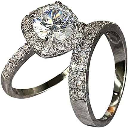 Srebrni kvadratni dijamantni prsten Geometrija Rhinestone Četiri kandže prsten za prsten za uključivanje