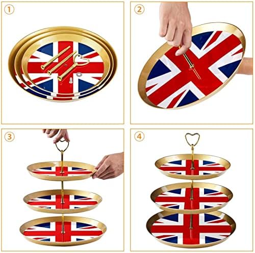 Ratgdn 3 Torta za torte, britanska zastava za zastavu Tower Tower, plastični krug držač za učvršćivanje nosača za vjenčanje za rođendan Čajne zabave