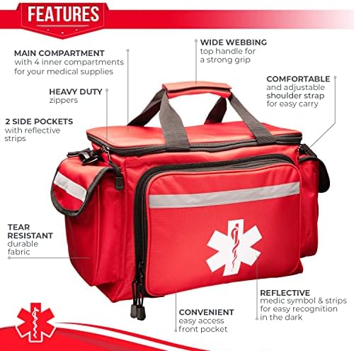 NOVAMEDIC PROFESSIONAL Crvena prazna trauma Prva medicinska torbu za prvu pomoć, 15 x10 X9 , prevoznik prvog