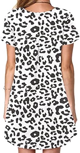 gakvbuo haljine za žene 2023 Casual kratki rukav ljetna majica haljina Crewneck Print labava tunika Mini Tee haljina sa džepom