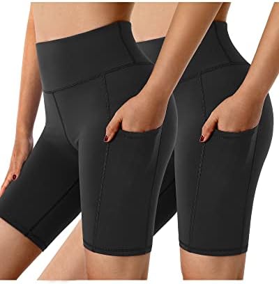 G4Free Womens Biker Hotsas 5/8 inčni kompresijski joga vježbanje Atletski kratke hlače sa džepovima