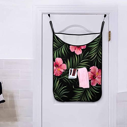 InterestPrint prelijepi cvjetni s-ljetni Tropski listovi Palmi i viseća torba za veš od hibiskusa velika vješalica za otvaranje štedi prostor na podu