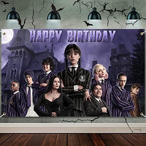 Srijeda Addams rođendan dekoracije Banner, srijeda Addams Party pozadina fotografija pozadina srijeda