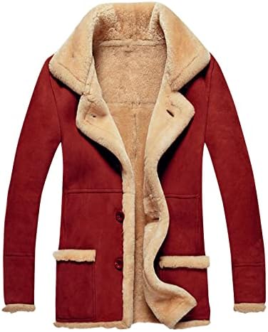 Dudubaby Muški zadebljani kaput dugih rukava FAUX kožna jakna od runa