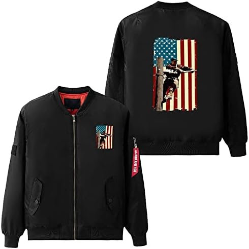 Lineman američka zastava Bomber Jacket Casual Flight Jacket Windbreaker Coat Outwear za muškarce