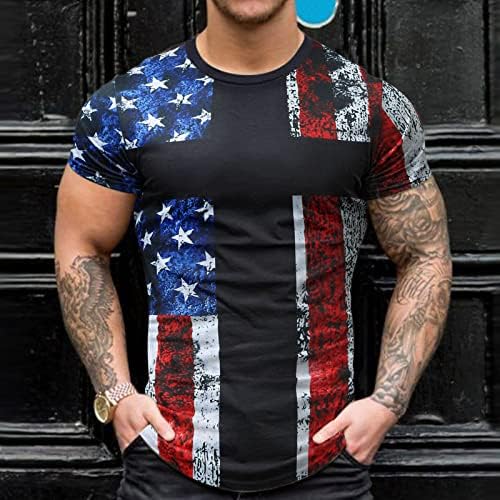 Ljetne majice za muškarce muškarci Casual Fashion Indepedence Day štampani okrugli vrat T Shirt Top kratki rukav Top