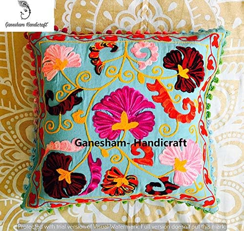 Klavite indijski kućni dekor cvjetni pamučni bacanje jastuk za ručnu ručnu ručnu ručnu suzani sofu i kauč ručno rađeni jastuk
