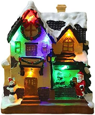 Božić ukras - Božić scena selo kuće grad sa toplim bijelim LED svjetlo baterije rade Božić Ornamnet