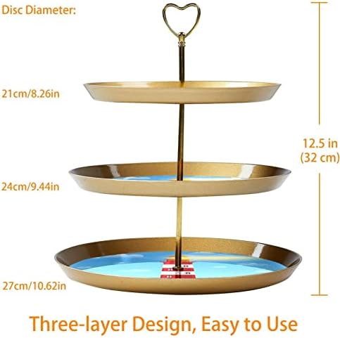 Stalak za torte od 3 nivoa, toranj za deserte na obali svjetionika na obali okeana, plastični okrugli držač