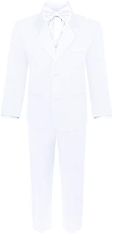 Boys 5 komad Tuxedo Set-uključuje formalnu jaknu, pantalone, majica, prsluk & leptir mašna-Crna