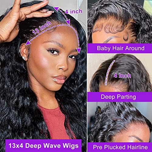 Čipkaste prednje perike ljudska kosa 13×4 duboke talasne čipke prednje perike ljudska kosa 180% gustoća HD