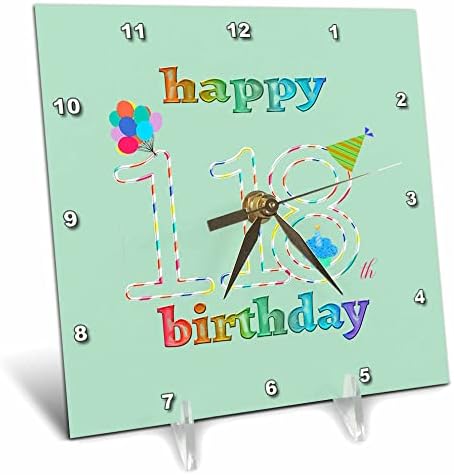 3drose sretan 118. rođendan, Cupcake sa svijećom, balonima, šeširom. - Stoni Satovi