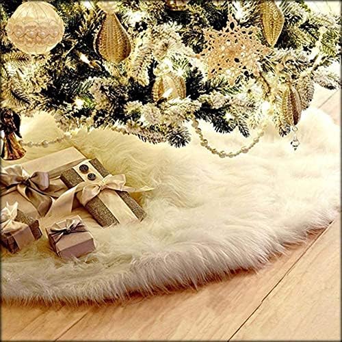 Genwei božićna suknja - 48-inčna krzna bijela plišana suknja za sretnu Božićnu zabavu Božićno ukrašavanje