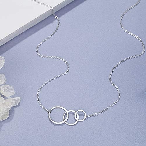 AnalysisyLove 3 generacije ogrlica - srebra Interlocking Infinity 3 krugovi ogrlica za baka mama unuka, rođendan nakit majke dan poklon