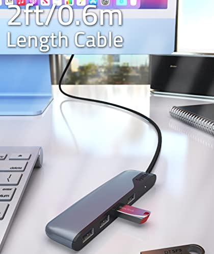 USB C na USB Hub 4 porta sa 2ft produženim kablom, Syntech Thunderbolt 3 na USB 3.0 Hub sa USB C na