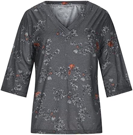 Teen Girl Vneck Spandex Bluze Bluzes 3/4 rukava cvjetna print labava Fit Fall Ljetna bluza Odeća moda