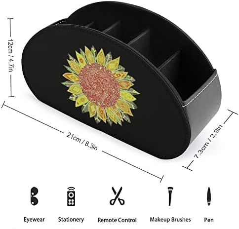 Indijanac sunflower Field TV držač za daljinsko upravljanje sa 5 pretinaca PU kožna kutija za organizatore Caddy
