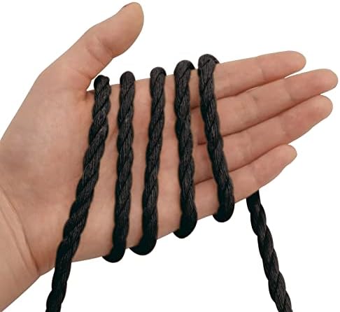 Sinyloo black macrame kabel 6mm x 100 stopa prirodni pamučni kabel upleteni konop za obrt, viseće biljke, kukičanje, ukras, makronaredni materijal